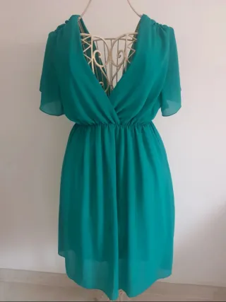 Vestido corto fiesta verde azulado