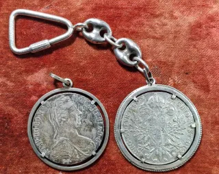 Portachiavi Due Talleri Argento Restrike