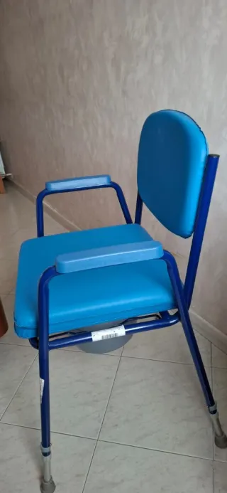 Sedia WC con braccioli blu