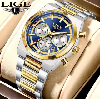 Reloj LIGE Hombre Cronógrafo Azul y Dorado