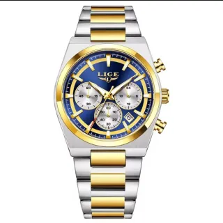 Reloj LIGE Hombre Cronógrafo Azul y Dorado