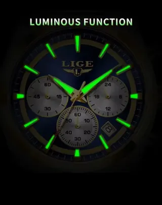 Reloj LIGE Hombre Cronógrafo Azul y Dorado