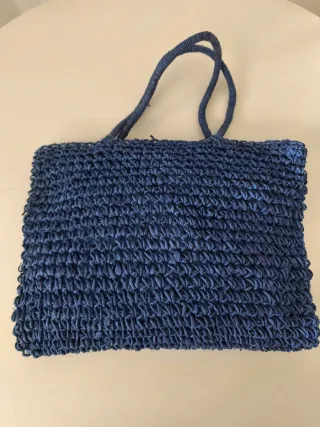 Bolso de rafia azul marino