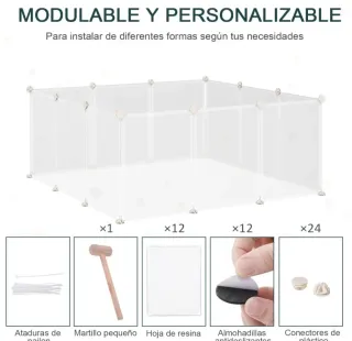 Jaula modular para mascotas transparente