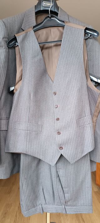 Traje Caballero Marrón Raya Completo