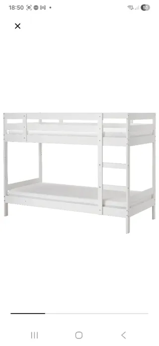 Litera Ikea Mydal 90x200 Madera Blanca