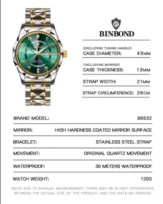 Reloj Binbond Hombre Oro y Verde