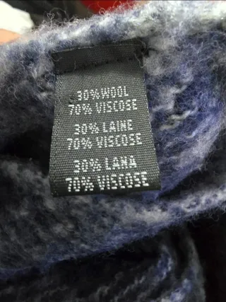 Bufanda de lana azul y gris