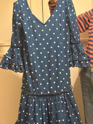 Traje Flamenca Niña Lunares Azul