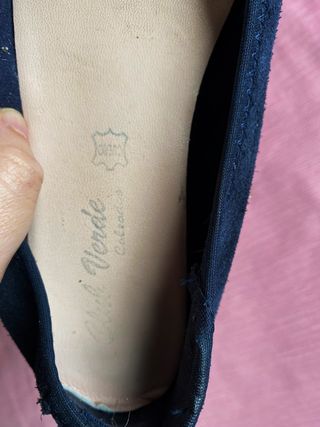 Bailarinas Club Verde Piel Talla 37 Ante Azul