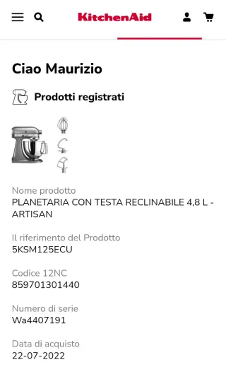 KitchenAid Artisan 5KSM125 Planetaria