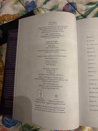 Lote libro juego de tronos edición gigamesh