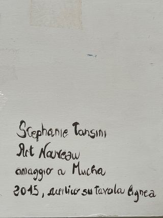 Quadro dipinto a mano donna con bicicletta.