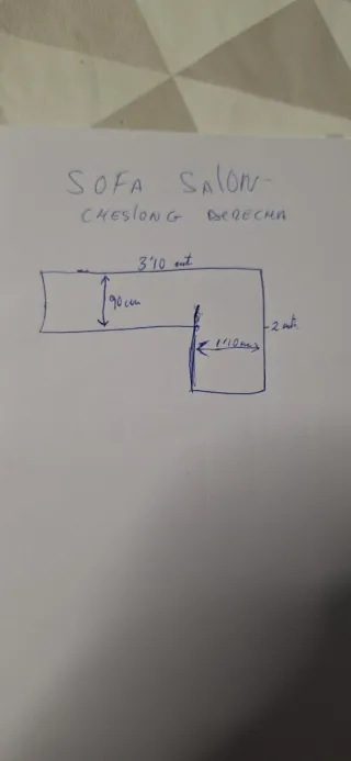 Sofá cheslong 3'10m x 2m