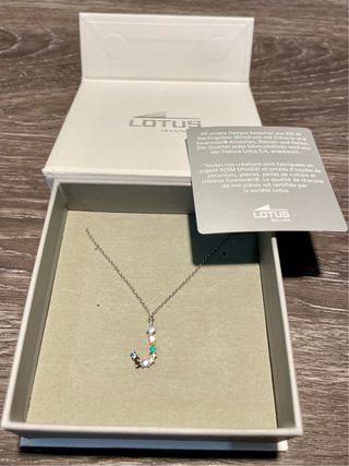 Collar Lotus Silver Letra J Multicolor