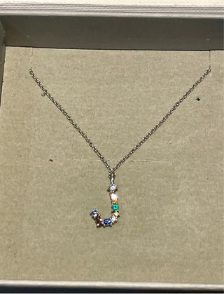 Collar Lotus Silver Letra J Multicolor