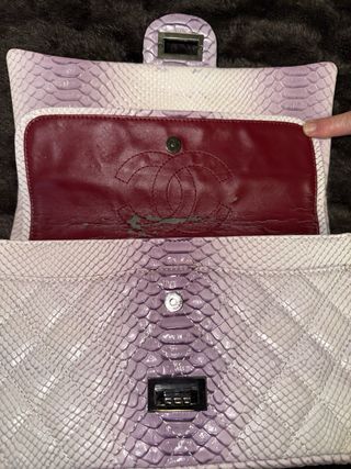 Bolso Chanel Cadena Lila/Blanco Piel Serpiente