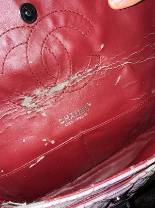 Bolso Chanel Cadena Lila/Blanco Piel Serpiente