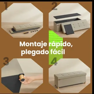 Puff de almacenaje de tela beige