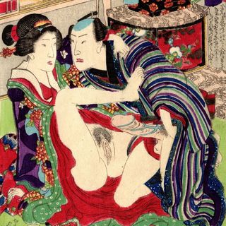Xilografía erótica japonesa Shunga 1861