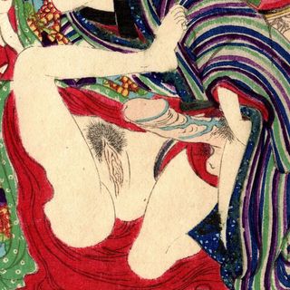 Xilografía erótica japonesa Shunga 1861