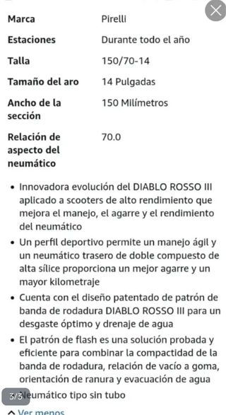 Neumático Pirelli Diablo Rosso Scooter