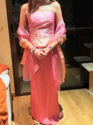 Vestido fiesta rosa satinado