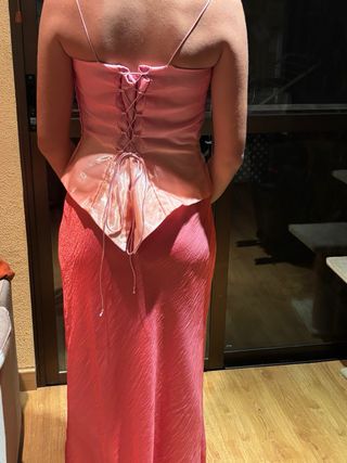 Vestido fiesta rosa satinado