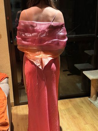 Vestido fiesta rosa satinado