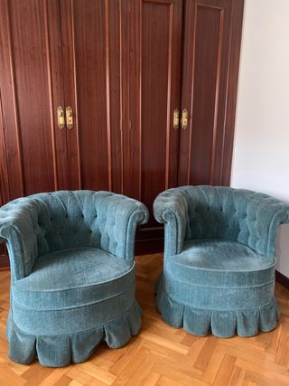 2 Sillones estilo clásico azul