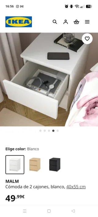 Mesita de noche Ikea MALM blanca