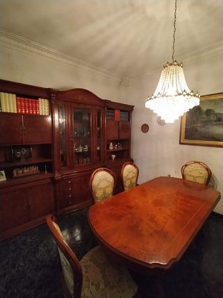 Mueble librería comedor madera y cristal