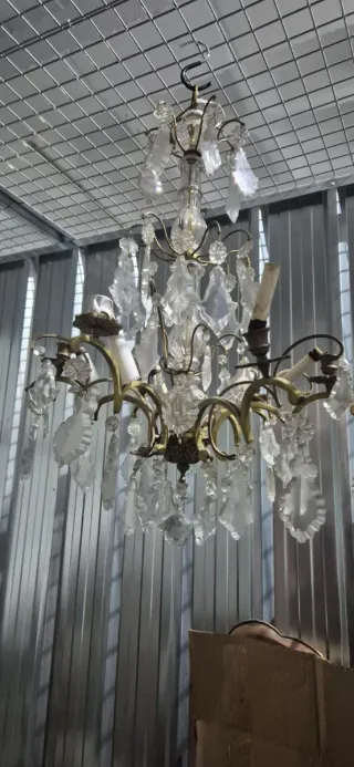 Lámpara de bronce y cristal 2