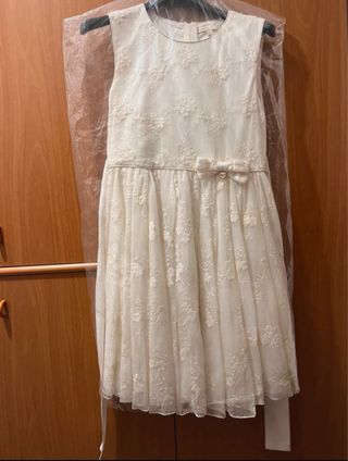 Vestito bianco bambina pizzo fiocco