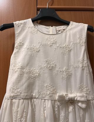 Vestito bianco bambina pizzo fiocco