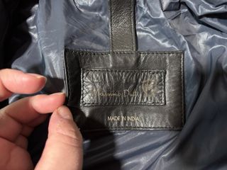 Cazadora Piel Acolchada Massimo Dutti Negra