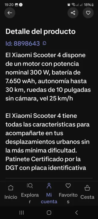 Patinete Eléctrico Xiaomi