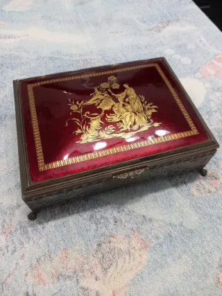 Joyero antiguo plata chino lacado