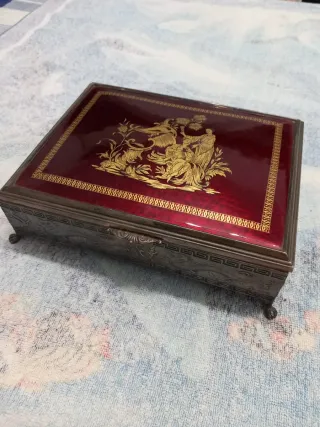 Joyero antiguo plata chino lacado