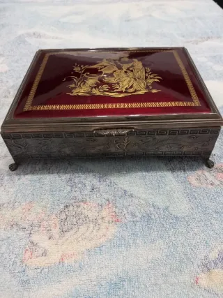 Joyero antiguo plata chino lacado