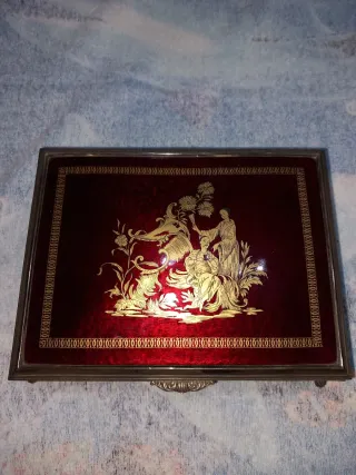 Joyero antiguo plata chino lacado