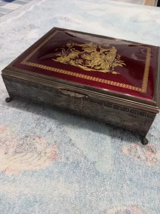 Joyero antiguo plata chino lacado