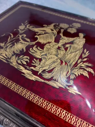 Joyero antiguo plata chino lacado