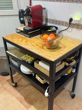 Mesa auxiliar cocina madera y metal