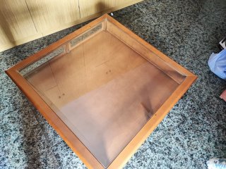 Mesa centro madera maciza cristal