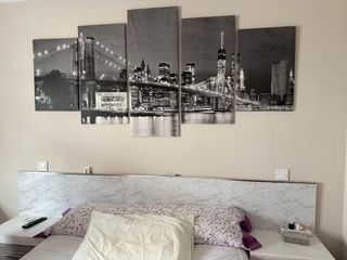 Cabecero de madera con vinilo blanco