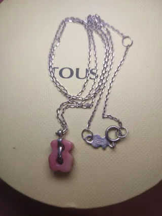 Collar Tous Plata Oso Rosa