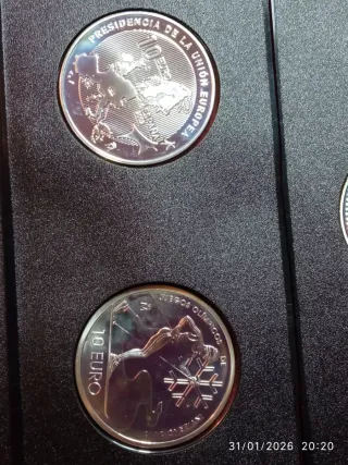 Lote 5 monedas plata 10 euros 2002 135gr de plata