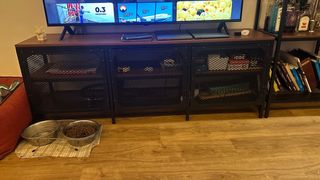 Mueble TV madera y metal negro/marrón