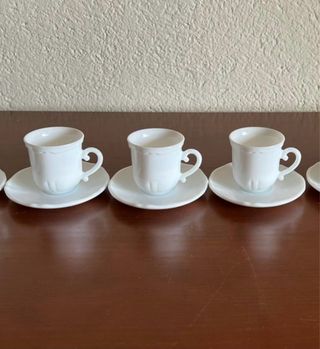 Juego 6 Tazas Café Porcelana Blancas